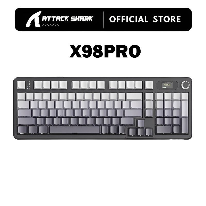ATTACK SHARK X98PRO ปะเก็นคีย์บอร์ดไร้สาย Hot Swappable ด้านข้างพิมพ์ PBT Keycaps คีย์บอร์ดเกมกล