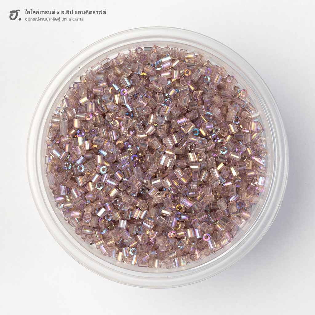 ลูกปัดปล้องสั้น สีม่วงไลแลคผิวมันวาว Fairy Dust Sprinkles