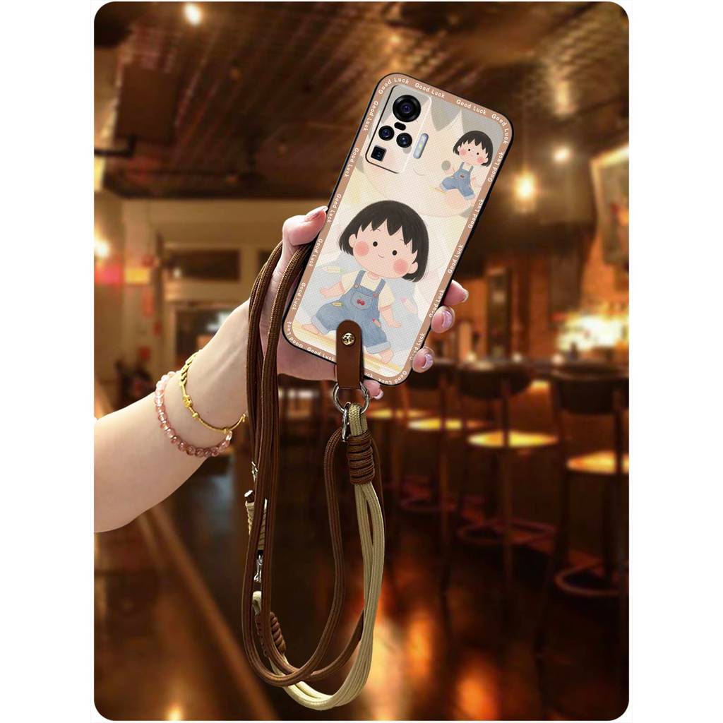 เยาวชนน่ารัก VIVO X50 Pro/X51 เคสโทรศัพท์ Texture คู่สองสีป้องกันฝุ่น Soft Shell แบบพกพา Halter คอรุ