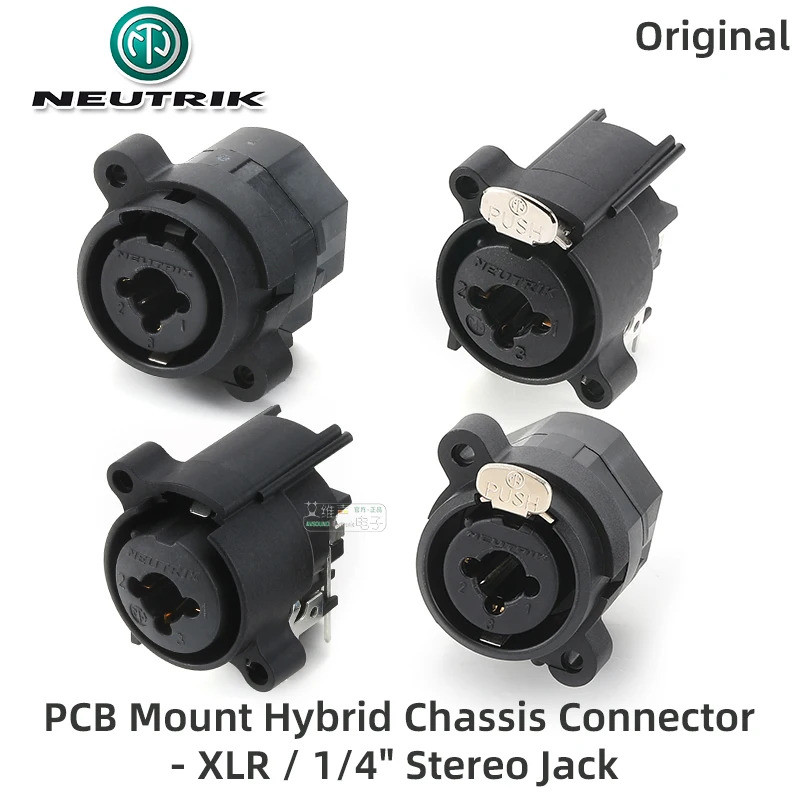 Neutrik 3 เสา XLR 6.35 มม.1/4 "สเตอริโอแจ็ค Audio Combo หญิงซ็อกเก็ตไมโครโฟนการ์ดเสียงเชื่อมต่อพร้อม PCB แนวนอน