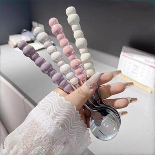 😍COD😍 ไข่มุกจับช้อนสแตนเลสกวนช้อนไอศครีมเค้กขนมช้อนบาร์อุปกร…