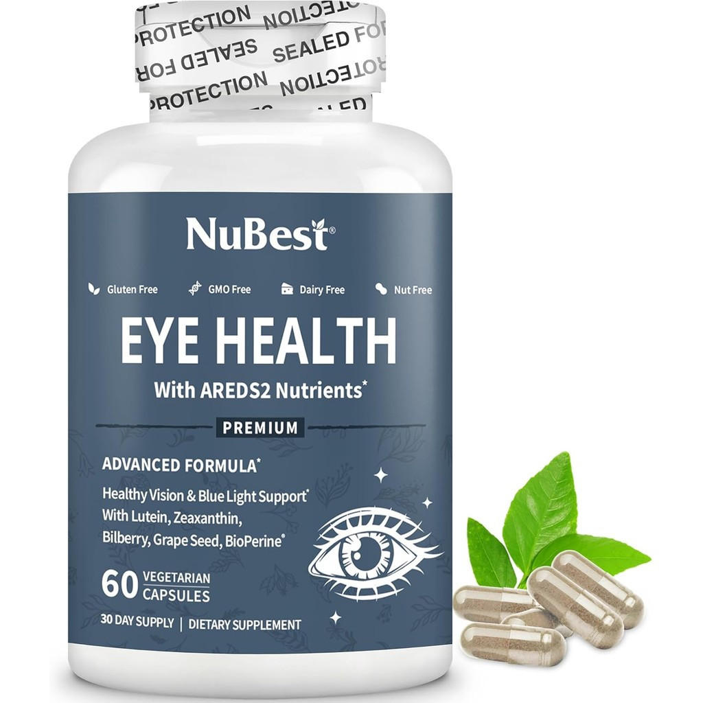NuBest AREDS 2 Eye Vitamins Eye Health with Beta Carotene Carrot Powder, 20mg Lutein, 4mg Zeaxanthin