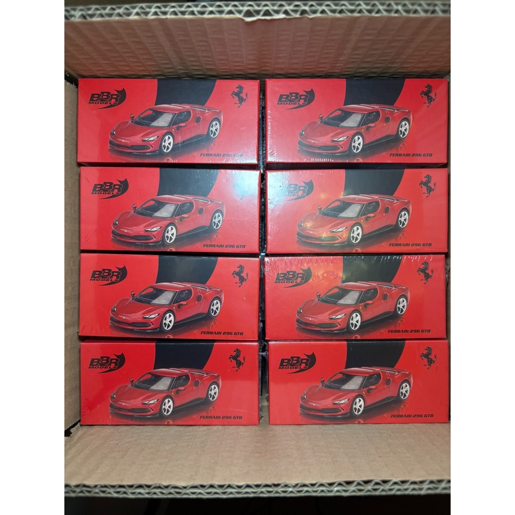 BR MINIGT เบอร์ 006 เฟอร์รารี296 GTB รอสโซ 64รถอัลลอยรุ่นยี่ห้อใหม่ยังไม่เปิดพร้อมสต็อกจัดส่งทันทีจั