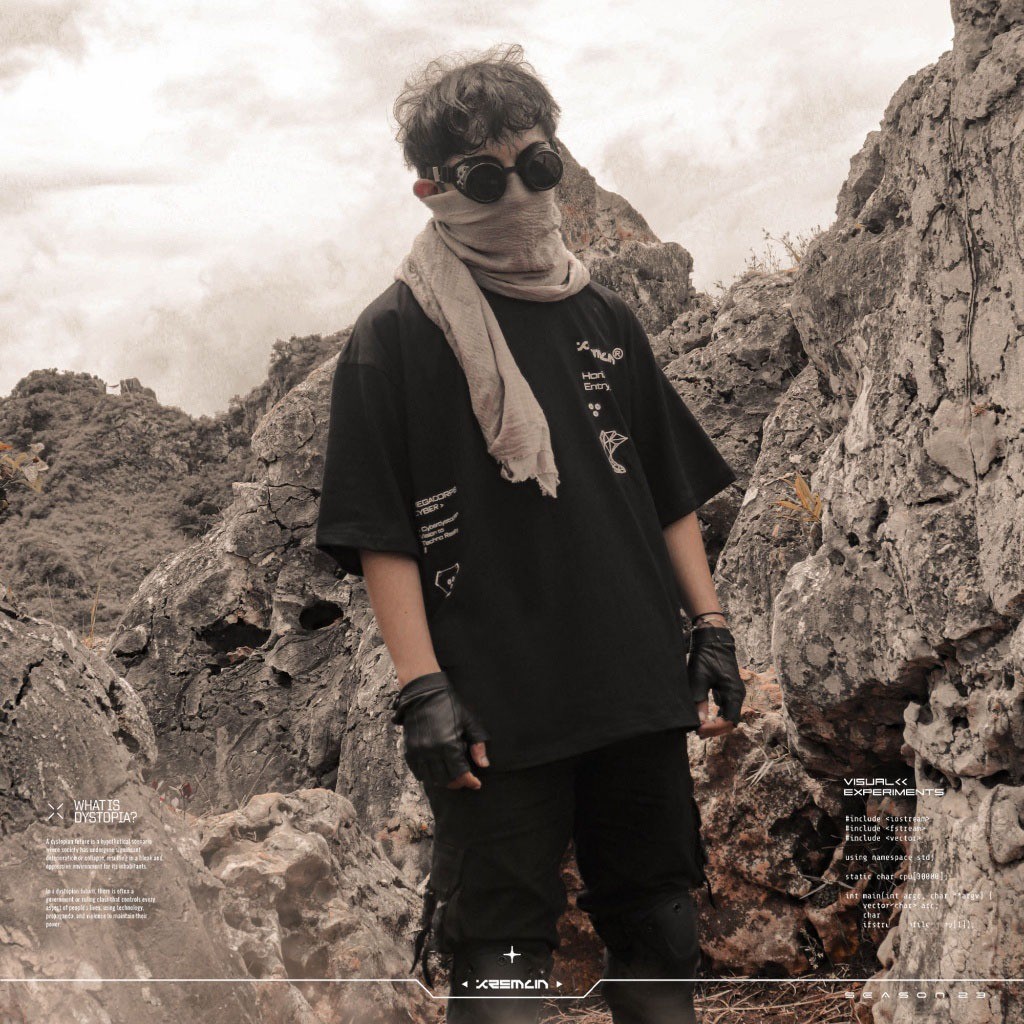 [HOT] KREMLIN Tactical Oversize เสื้อยืดสีดํา - เสื้อยืดผู้ชาย Horizon