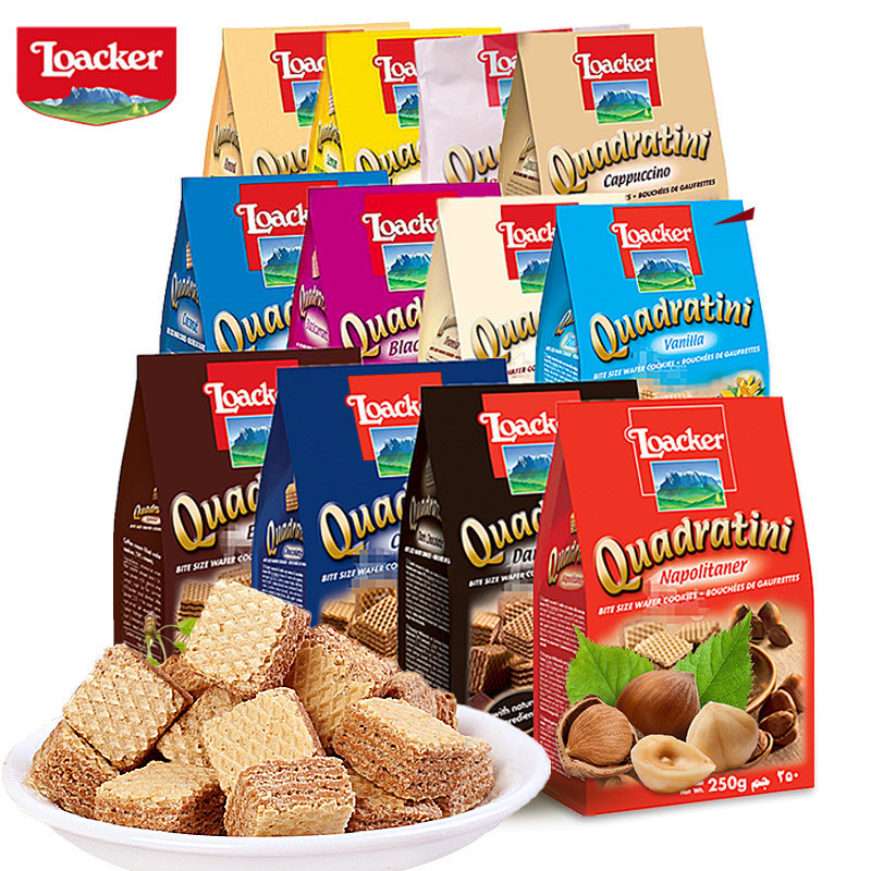 Loacker Loacker Lais เวเฟอร์บิสกิตอิตาลีนําเข้าขนมขนมแต่งงานของที่ระลึกของขบเคี้ยว
