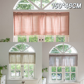 ผ้าม่านสั้น 150cm*46cm ผ้าม่านครึ่งหน้าต่าง รูปแบบลายทาง ผ้าม่านผ้าฝ้ายครึ่งหน้าต้าง