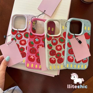 มะเขือเทศน่ารัก🍅 Silicone TPU เคสไอโฟน For iPhone 11 17 16 15 12 13 14 15 Pro Max 12 XR X XS Max 7 8 16 Plus เคสมือถือ