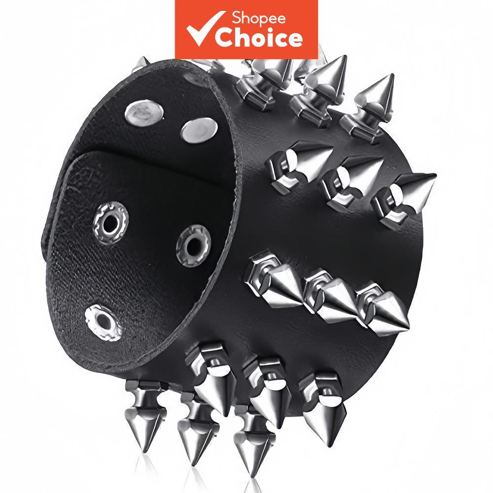 Punk PU Leather Chain Bracelet Studded Retro Fashion Jewelry for Men