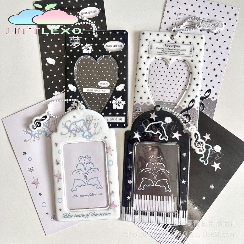 กรอบรูปไอดอล LITTLEX, ที่ใส่โฟโต้การ์ดKpopการ์ตูนPVC, Mini Y2Kสไตล์ผู้ถือบัตรของขวัญ