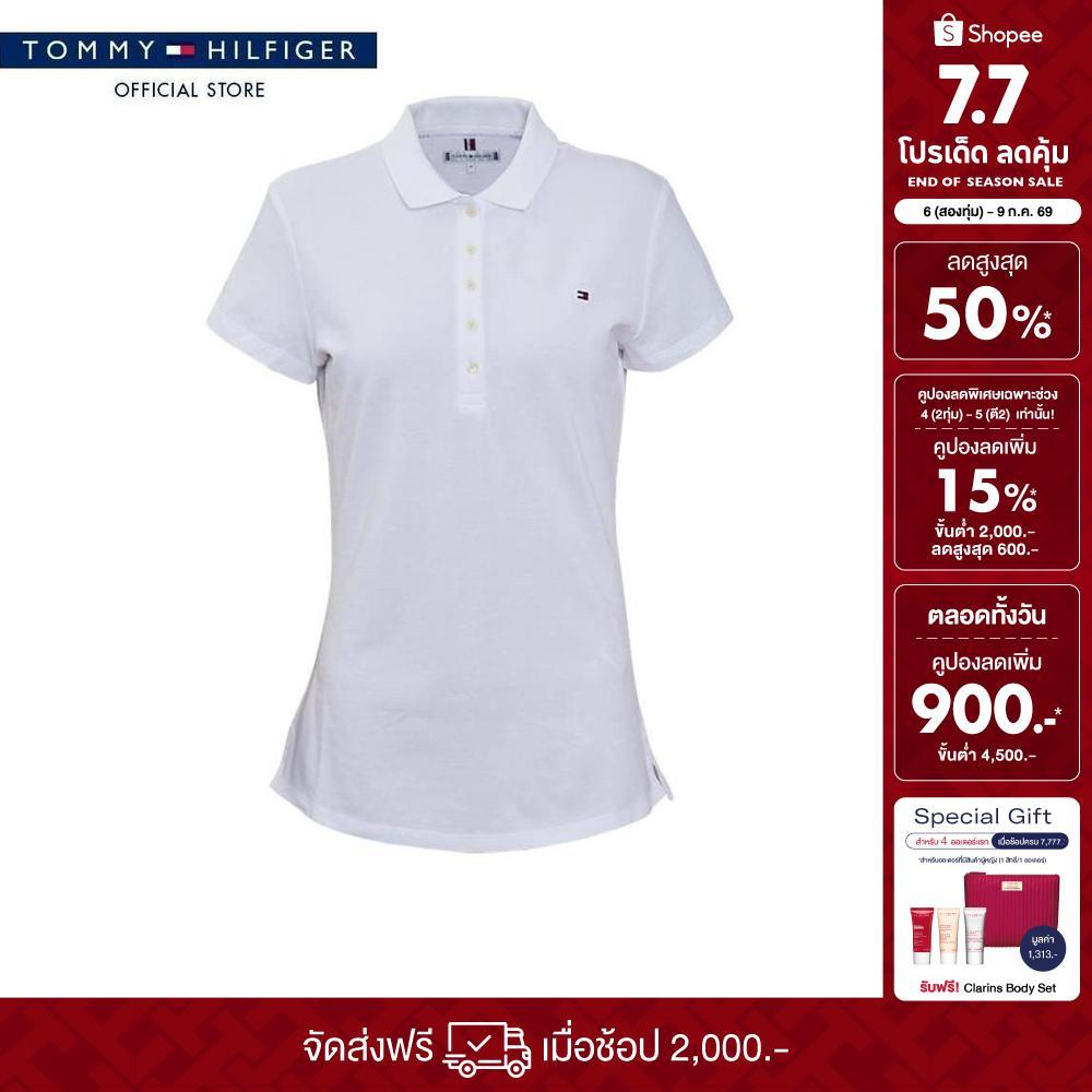 Tommy Hilfiger เสื้อโปโล ผู้หญิง รุ่น XW0XW02860 YBR - สีขาว ทรง Slim