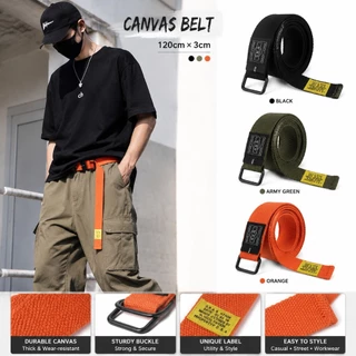 (จัดส่งในพื้นที่) เข็มขัดผ้าใบเรียบง่าย Unisex Retro Hip Hop Workwear เข็มขัดสําหรับนักเรียนทุกวันชุด
