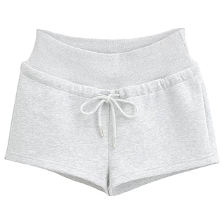 กางเกงขาสั้นเอวสูง S-2XL ขอบเอวหนาพรางหุ่น แต่งเชือกผูกปลายโลหะ ผ้าหนานุ่ม ใส่สบาย สาวอวบใส่สวย หุ่นทั่วไปใส่ปัง