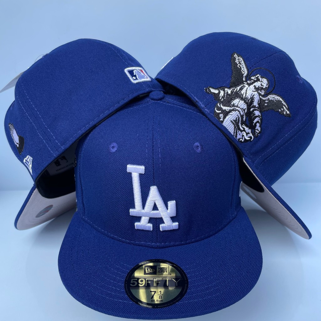 Dodgers Fit Hat Flat Brim Cap Hip Hop Hat Non-adjustable Baseball Cap Sun Hat JJTO