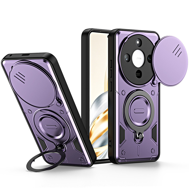 สําหรับ Honor X9D X9C X8B X8C X7D X5C X5D Plus สไลด์กล้องเลนส์ป้องกันแหวนยึดเคสโทรศัพท์เกราะกันกระแทกปกแข็งซิลิโคน
