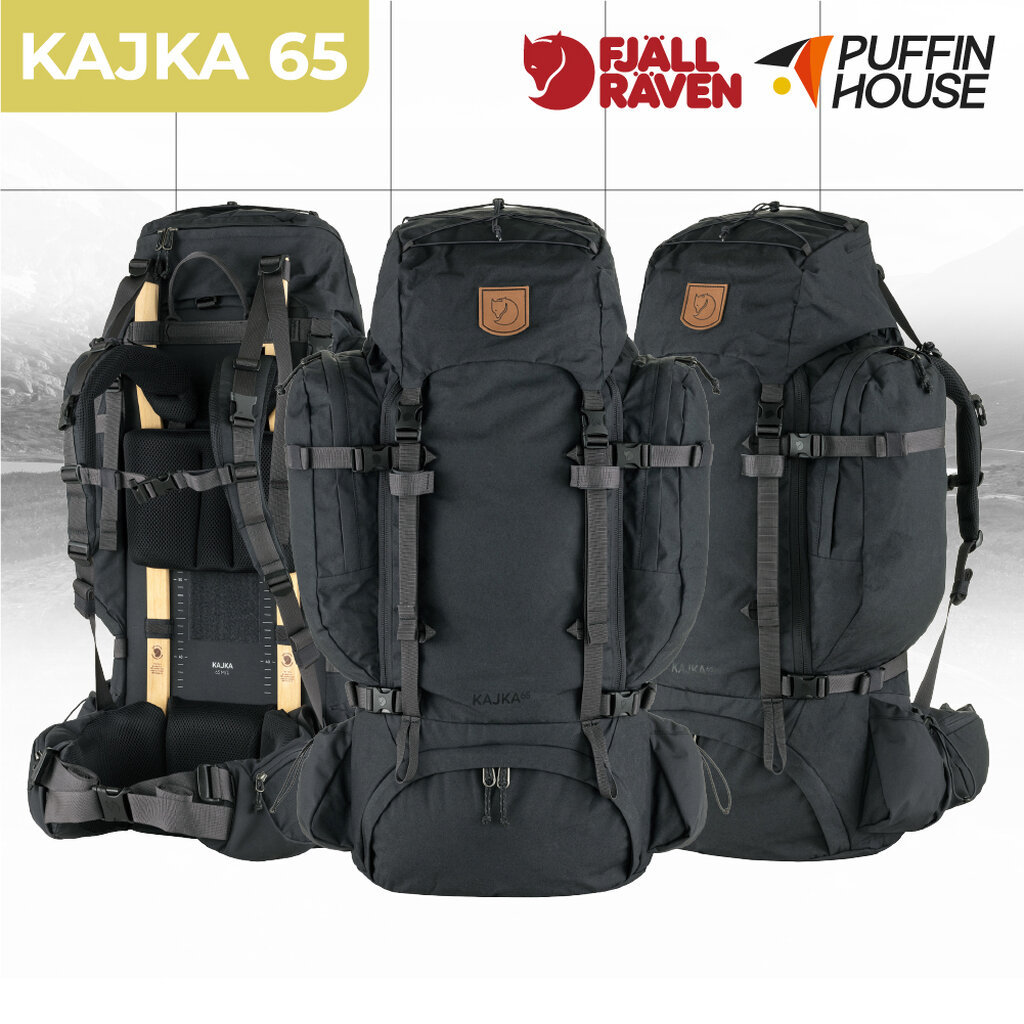 Fjallraven เป้เดินป่า ใช้ได้ทั้งชายและหญิง มี Raincover หมวกถอดมาเป็นกระเป๋าใบเล็กได้ Kajka 65 (2024)