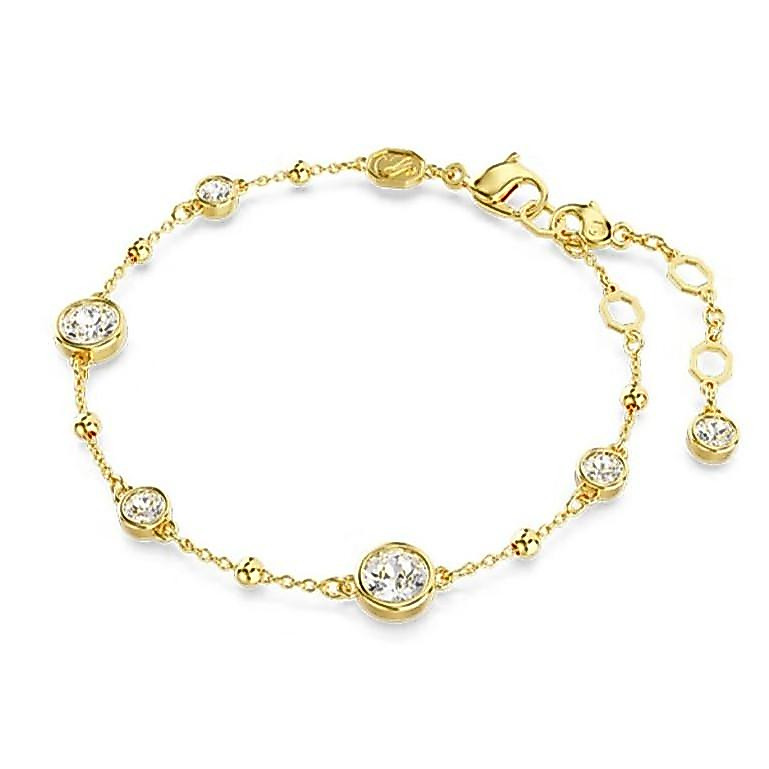 กำไล Swarovski Swan-Imber ดีไซน์กระจาย ตัดหน้าเรียบ สีทองขาว