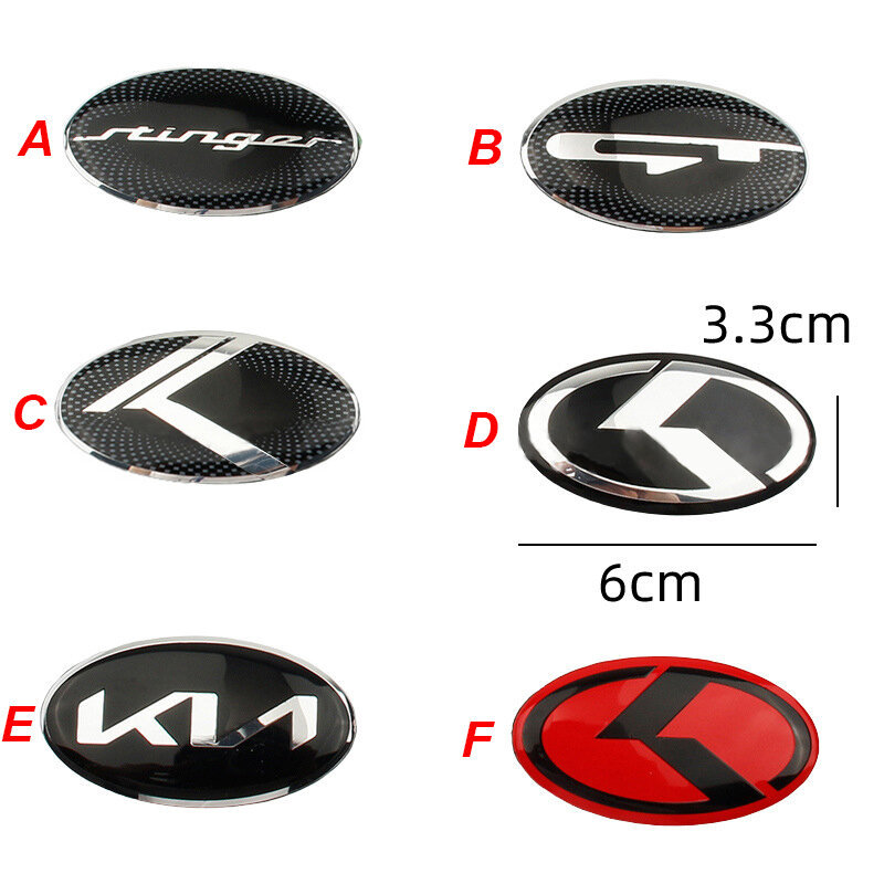 เจซี| 1 ชิ้น 6X3.3 ซม.พวงมาลัยรถโลโก้ป้ายสัญลักษณ์อุปกรณ์ตกแต่งภายในสําหรับ KIA KIA K2 K3 K5 K7 K9 K