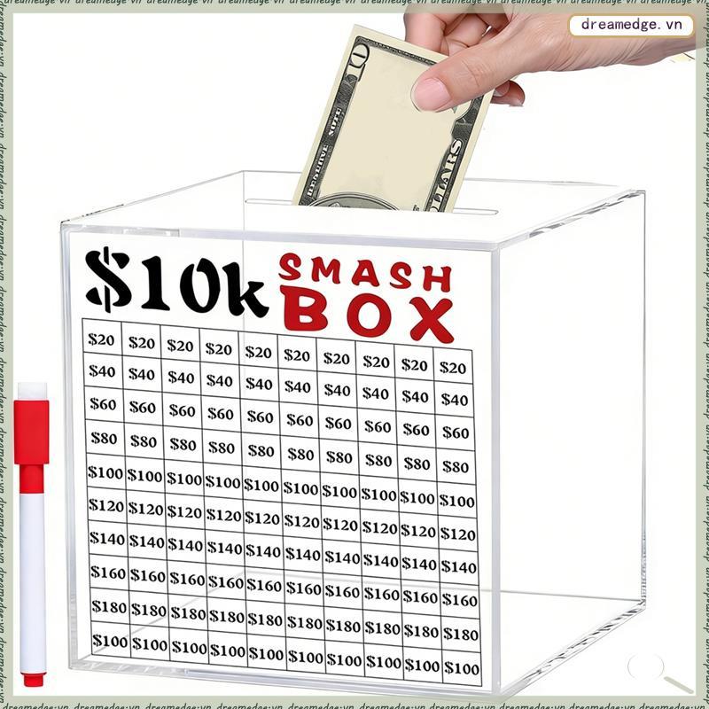 [dreamedge] Unbreakable สําหรับผู้ใหญ่ 10k สําหรับ Saver กล่องอะคริลิคใส 10, 000 กล่อง Smasher Smash