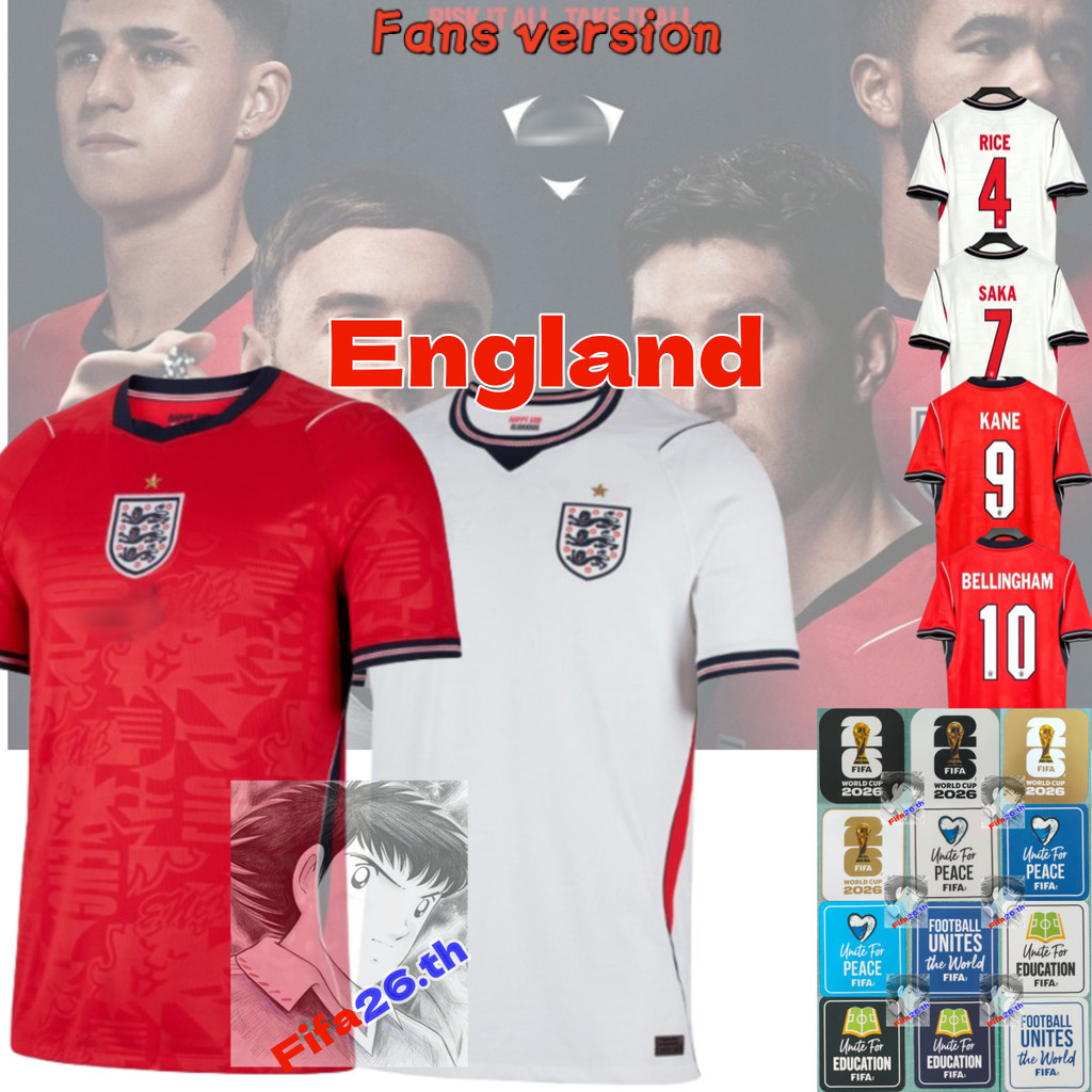 Fans Style England World Cup Football Kit Soccer Jersey ชุดแข่งฟุตบอลโลกทีมชาติอังกฤษรุ่นแฟน