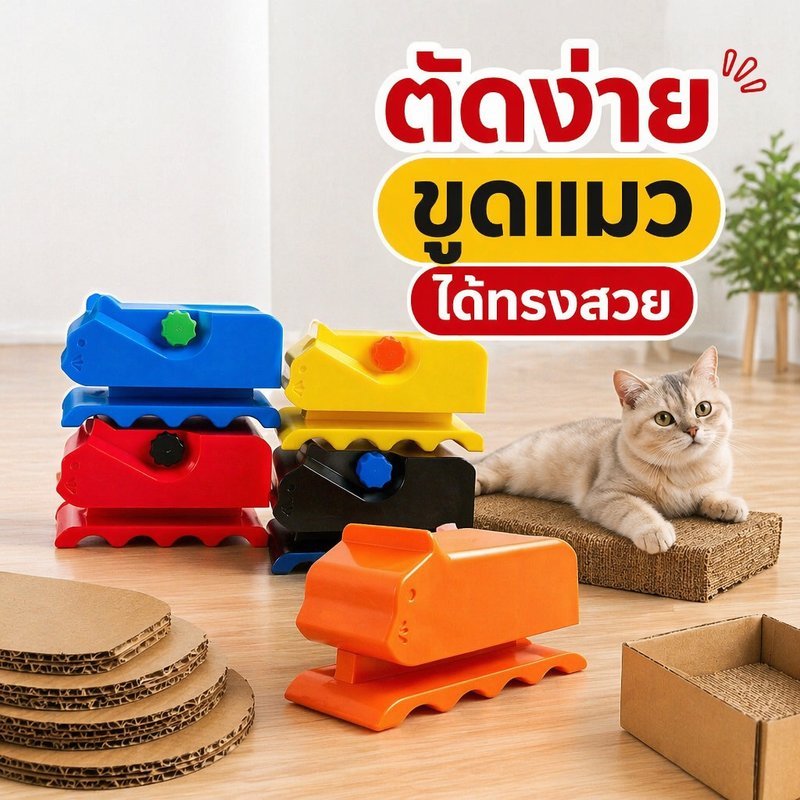 เครื่องตัดกระดาษแข็ง ทำกระดานขูดแมว รีไซเคิลกล่องพัสดุ ที่จับใบมีดแน่น ปลอดภัย