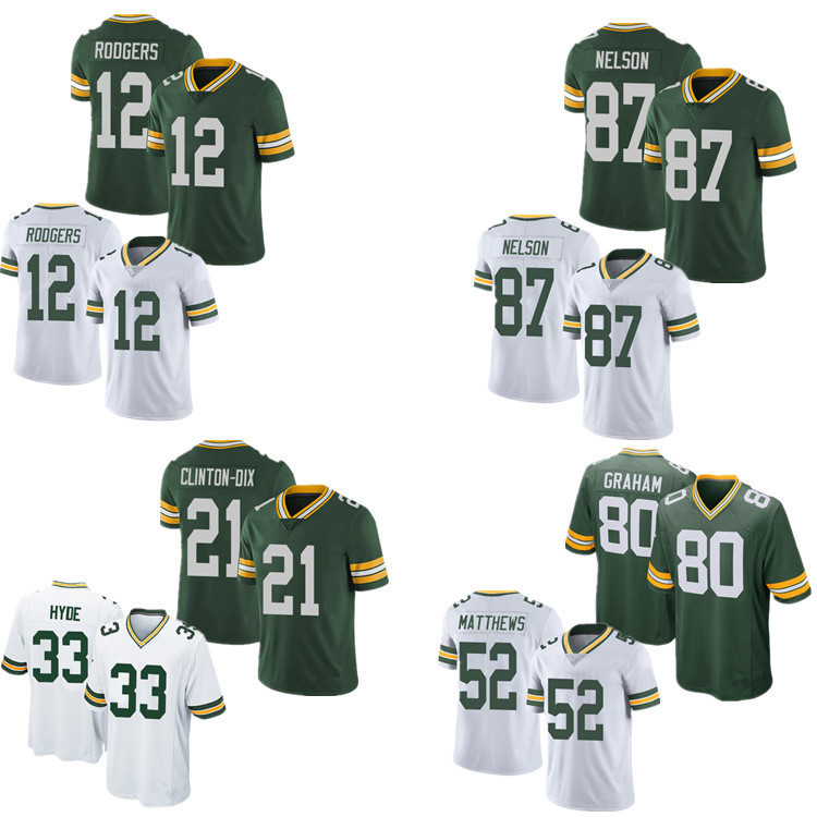 ส่งเร็ว!!Packers Packers Rugby Jersey No. 12 Rodgers 17-Adams ปัก Jersey