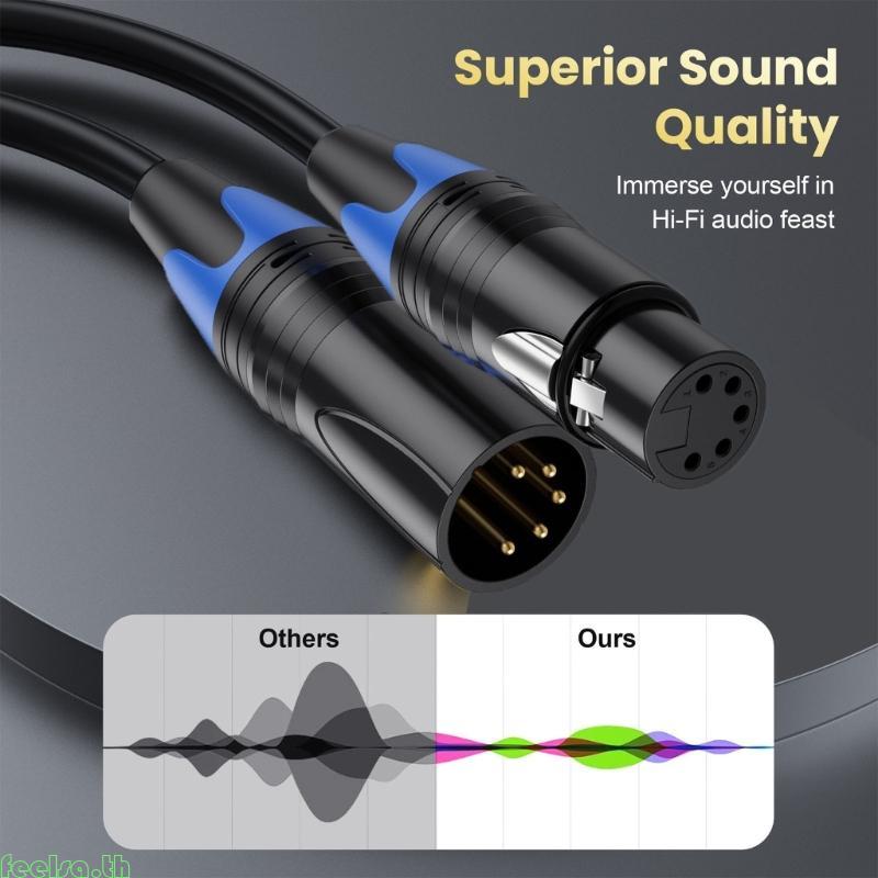 Feela 5Pin XLR Y Splitter 5Pin สาย XLR สายไมค์สําหรับ Professional Music Stage Light