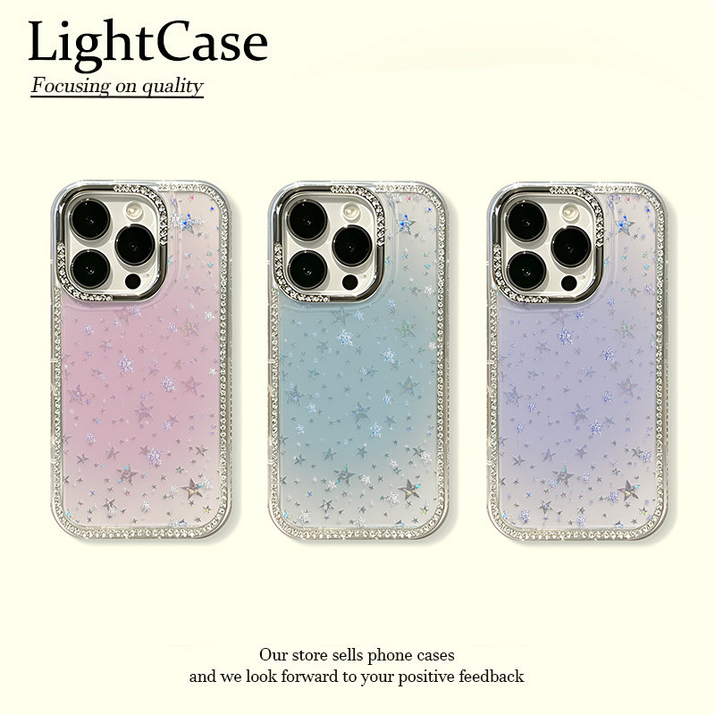 สีชมพู สีม่วง สีฟ้า ไล่ระดับ สกรีนโทรศัพท์ เหมาะสำหรับ IPhone 16 17 13 16 14 ProMax 15 16 11 12PRO 15 Plus Air 17 12 15