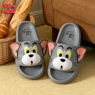 XIXITIAO รองเท้าแตะ สำหรับผู้ชายและผู้หญิง ตอนฤดูร้อน ลายการ์ตูน Tom & Jerry รองรับโค้งเท้า