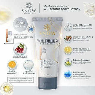 แพ็คเกจใหม่ สโนว์ ไวท์เทนนิ่ง บอดี้ โลชั่น Snow Whitening Body Lotion 100 ml. โลชั่นบำรุงผิวสูตรเข้มข้น
