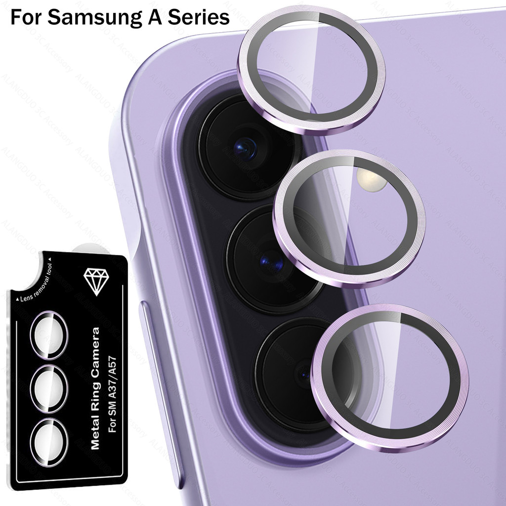 ตัวป้องกันเลนส์กล้องโลหะสําหรับ Samsung Galaxy A57 A37 A27 5G ติดตั้งง่ายและแหวนถอดคลุมทั้งหมดตัวป้องกันหน้าจอกล้องด้านหลัง