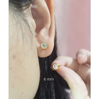 B bต่างหูเพชรกลมขอบทองชุบ24k(มี2ขนาดให้เลือก)