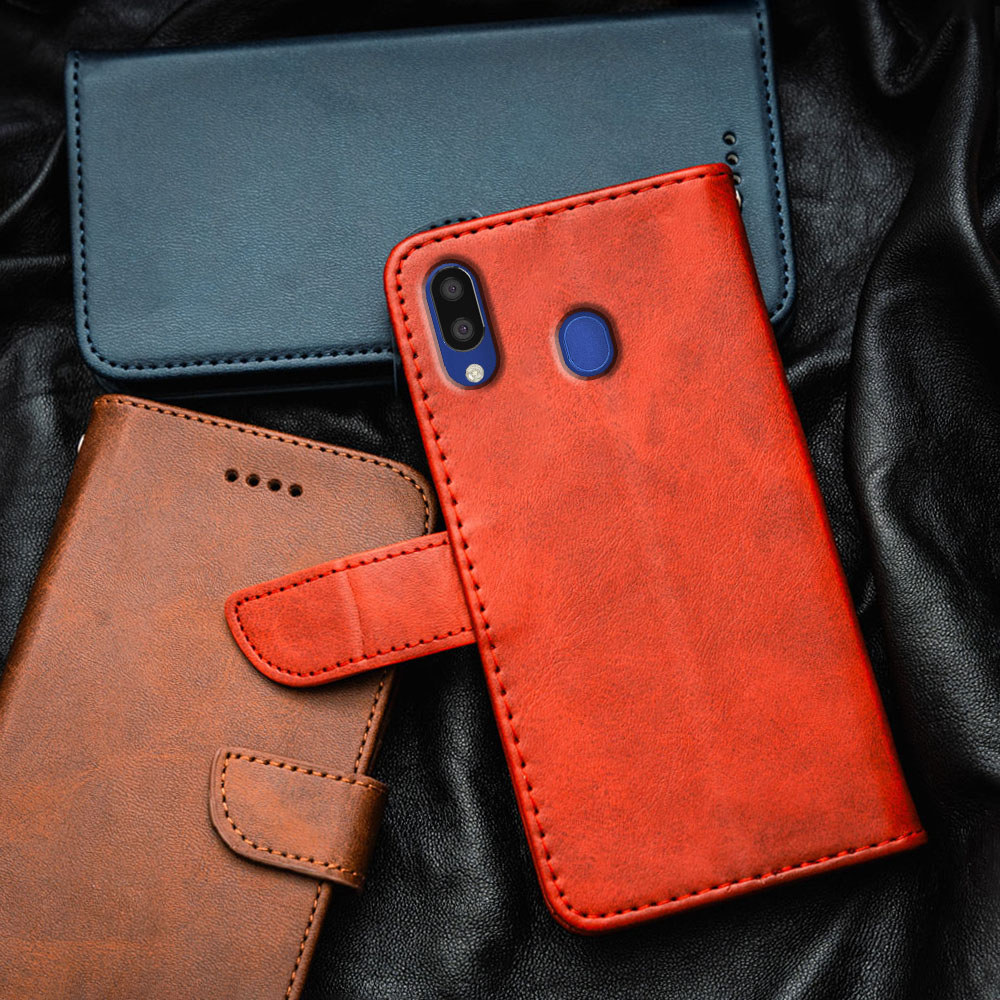 สําหรับ Samsung Galaxy M20 SM-M205F SM-M205FN SM-M205G SM-M205M SM-M205N พรีเมี่ยมหนัง Flip-Top เคสโทรศัพท์กระเป๋าสตางค์ในตัวผู้ถือบัตร Kickstand กันกระแทก