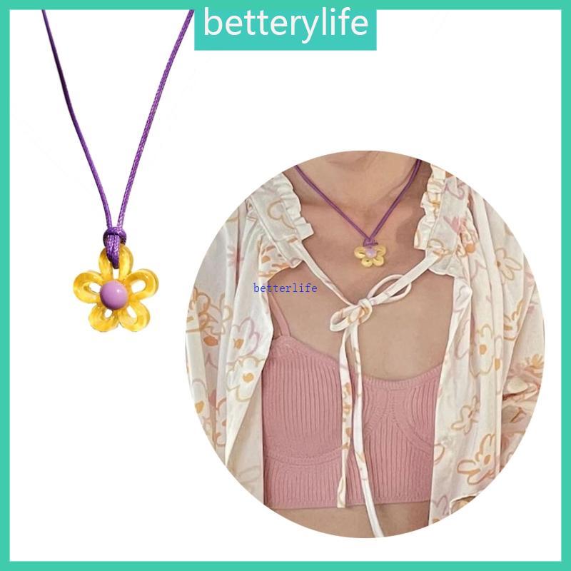 BTF จี้ดอกไม้สร้อยคอเชือกสร้อยคอผ้าวัสดุเครื่องประดับพรรคเครื่องประดับคอ