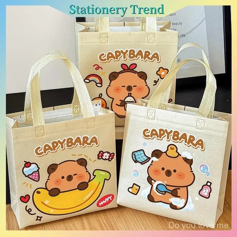 1PC Cute Capybara Handbag Kids Nonwoven Bag Teachers Day Gift Bag Storage Bag Christiams Gift