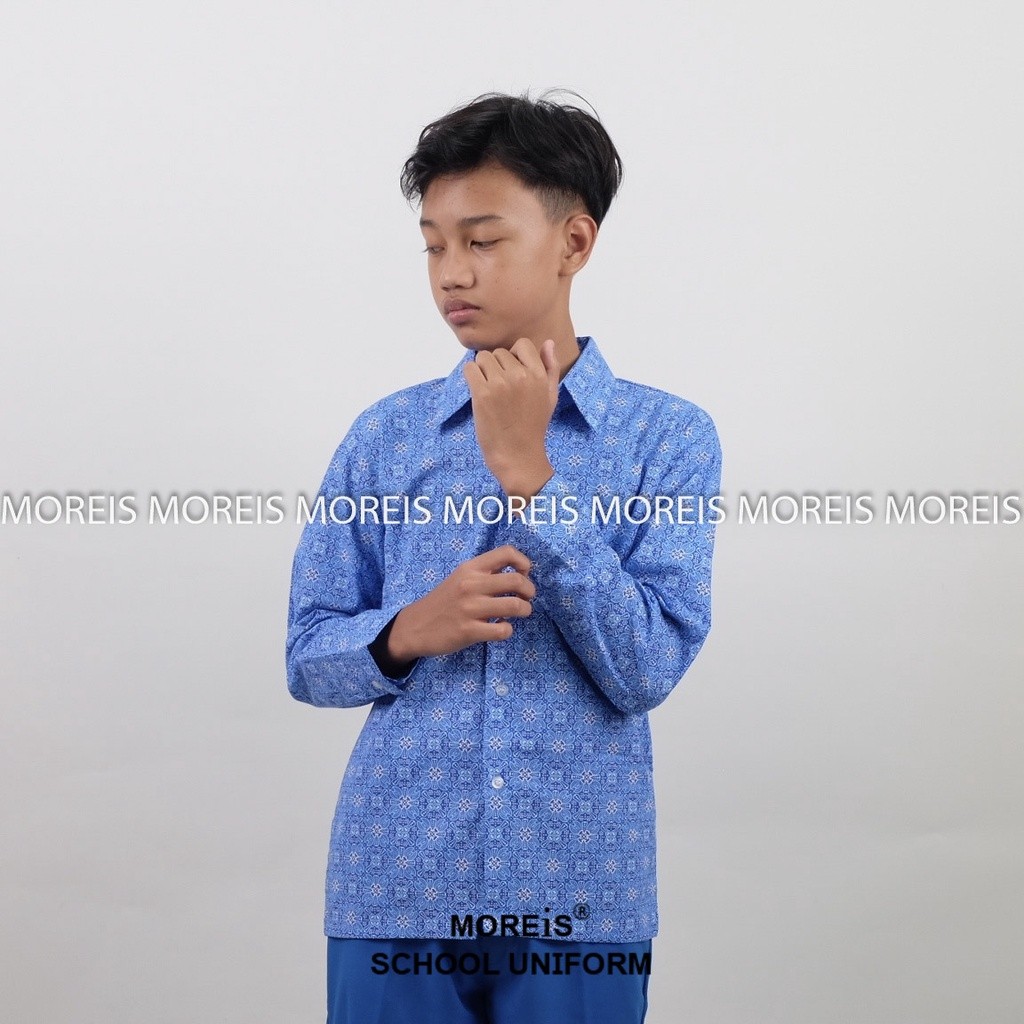 HORANSHOP ชุดผ้าบาติกยาวสําหรับโรงเรียนประถมศึกษา/โรงเรียนประถมศึกษาอิสลาม/TK/PAUD JM Blue 003