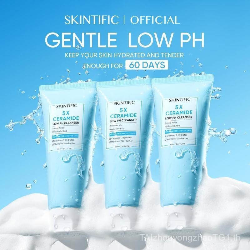 Skintific 5 Times Ceramide Low pH Value Gentle Cleanser (80ml) ไอศกรีม Texture Cleanser