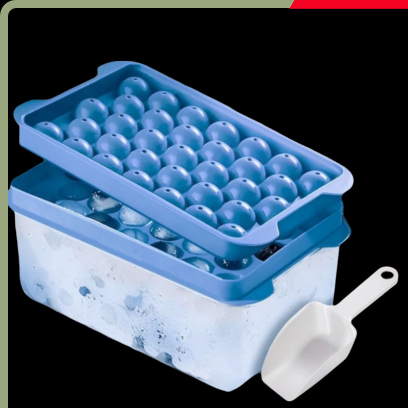 SUHE ถาดน้ําแข็ง, กล่องเก็บซิลิโคน Ice Grid Mold, Creative with Scoop Round drink Sphere Mold DIY Mo