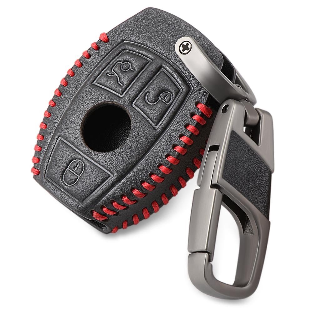 สําหรับ Mercede Benz Amg W203 W210 W211 W124 W202หนังแท้กุญแจรถฝาครอบพวงกุญแจโซ่