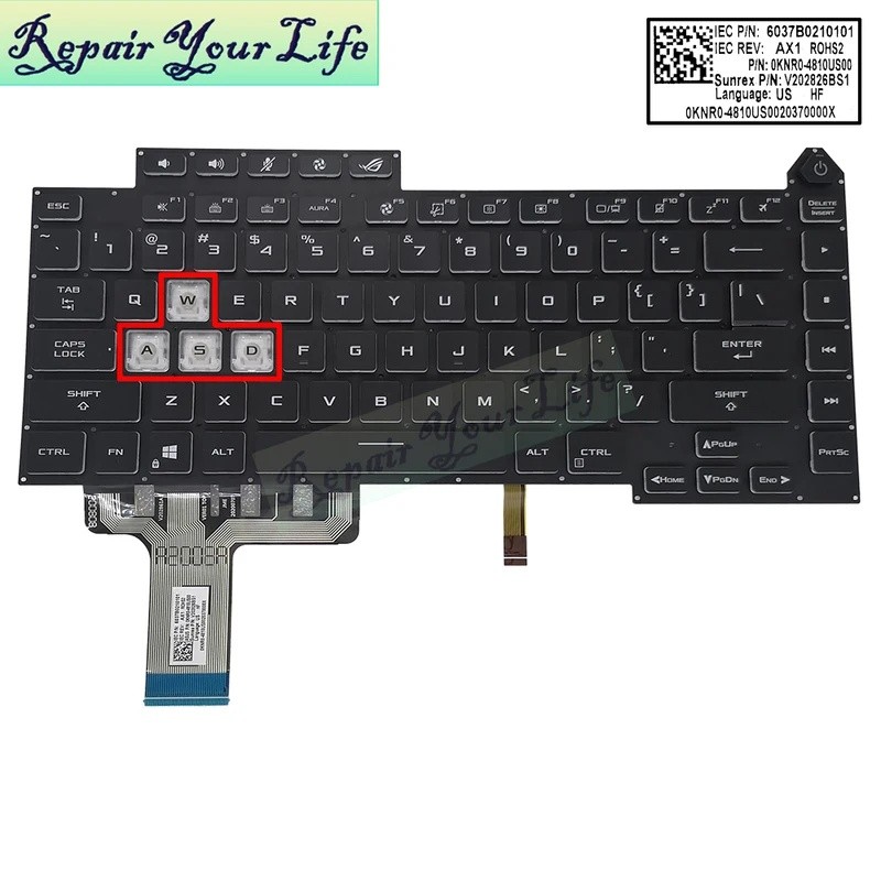 G513 US Backlit แป้นพิมพ์แล็ปท็อปสําหรับ ASUS ROG Strix G15 G513Q G513QM G513QY GL543 อังกฤษ 0KBR0-4