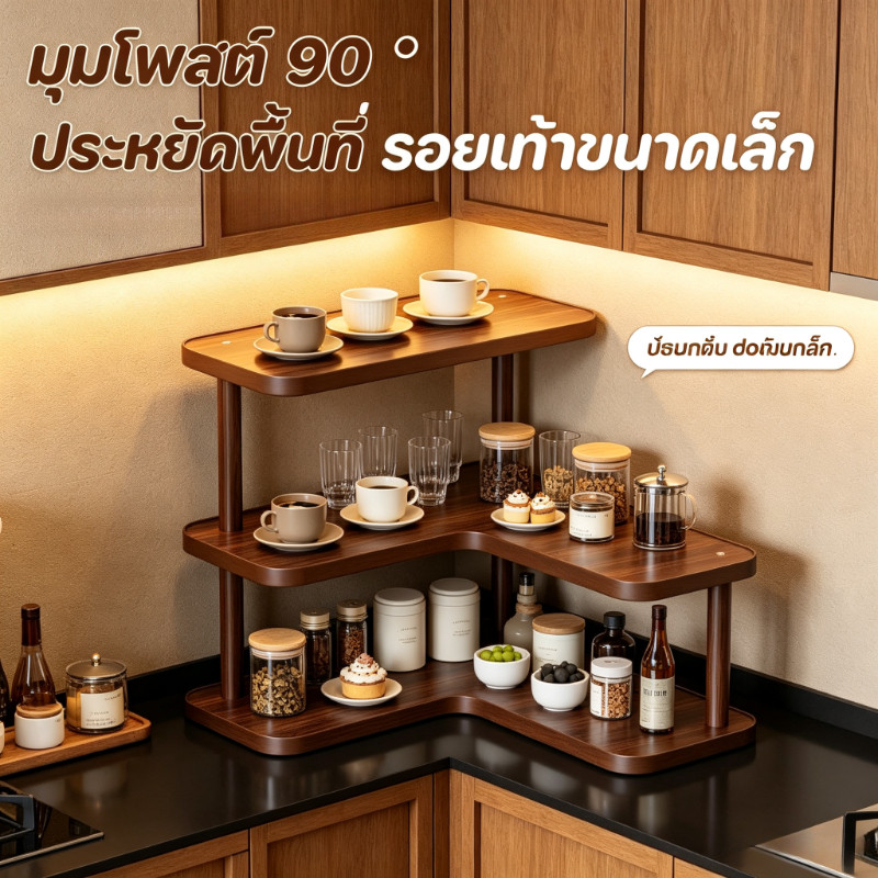 ตู้เก็บของหลายชั้น ชั้นวางมุมโต๊ะ ผู้ถือถ้วย การออกแบบที่กะทัดรัด วัสดุที่ดีเยี่ยมและมั่นคง ต้องมีที่บ้าน