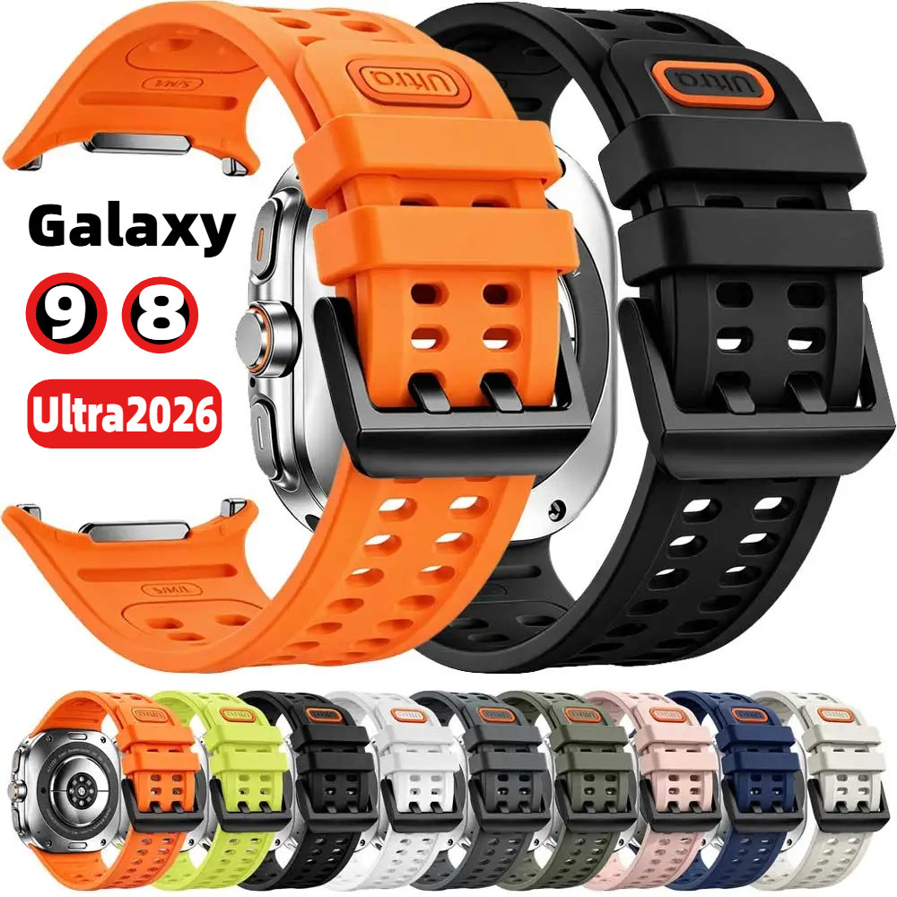 Soft Original ซิลิโคนสําหรับ Samsung Galaxy Watch9 40/44 มม.อย่างเป็นทางการ 1:1 Marine Sport เปลี่ยนสร้อยข้อมือนาฬิกา 8 40 44 มม.8Classic 46 มม./Ultra 2026 2025 2024