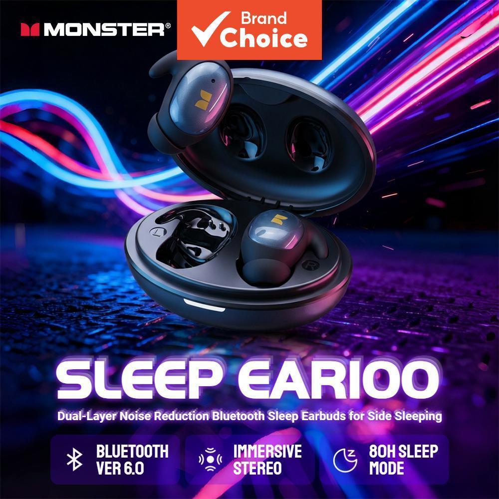 Monster Sleep Ear100 หูฟัง TWS ไร้สาย Ultra-Light 3.1g HiFi สเตอริโอ HD โทรลดเสียงรบกวนสําหรับด้านข้