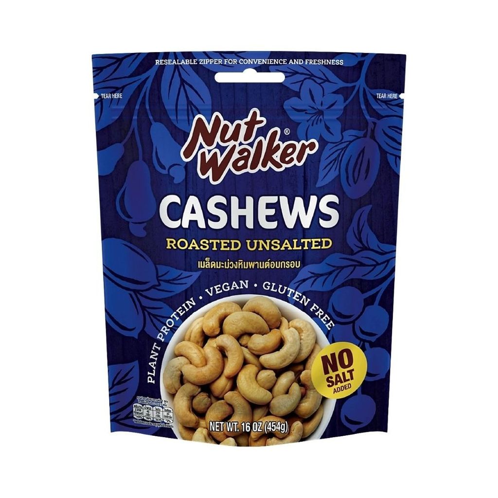 นัทวอล์คเกอร์ เม็ดมะม่วงหิมพานต์อบไม่ใส่เกลือ Nut Walker Unsalted Cashew Nuts 454g.