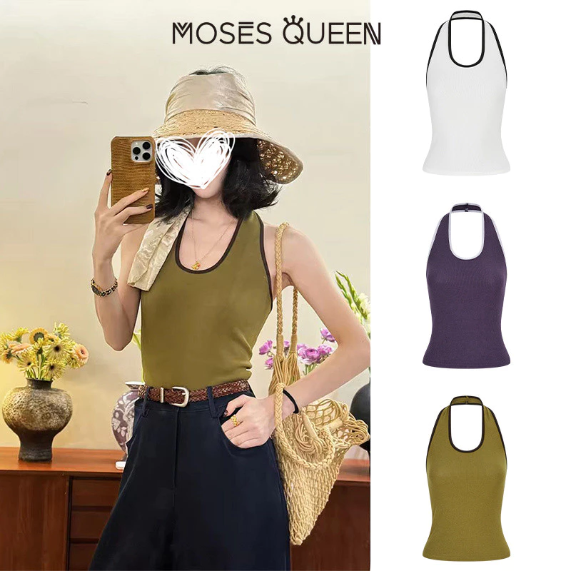 MOSESQUEEN เสื้อแจ๊กเก็ตฤดูร้อนแบบไม่มีคอปกแบบเปิดหลังแบบหลายสีย้อนยุค, ชั้นใน, เสื้อแขนกุดชั้นฐาน #63967