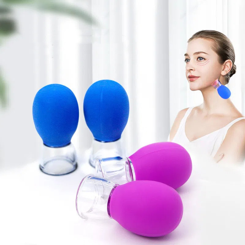2 ชิ้น Facial Cupping อุปกรณ์ซิลิโคนดูดสูญญากาศแรงดันลบเดิน Canning Meridian ถ้วยขูดยก Face Shaping 