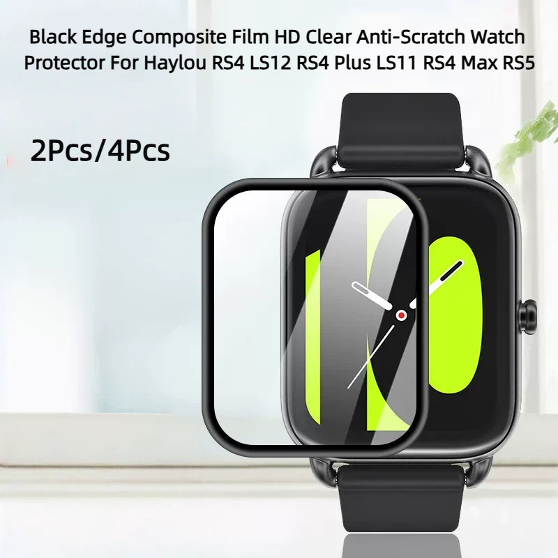 สีดําขอบฟิล์มคอมโพสิต HD Clear Anti-Scratch นาฬิกาสําหรับ Haylou RS4 LS12 RS4 Plus LS11 RS4 Max RS5