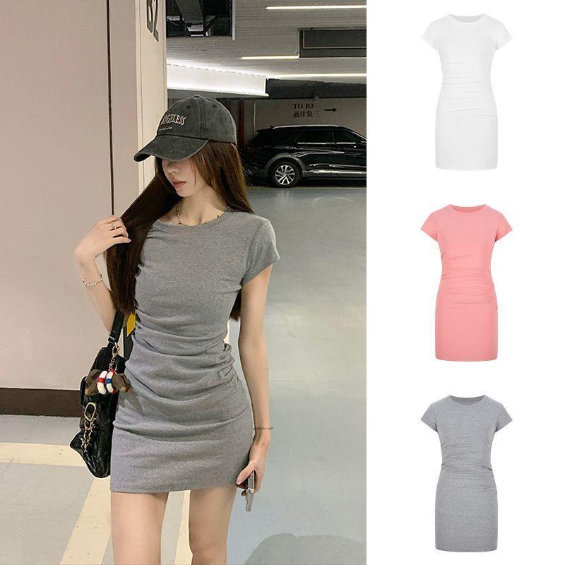 [โปรโมชั่นจํากัดเวลา] Moses Queen/Moss Queen สีเทาจีบ Slim-fit ชุดหญิง Slimmer ดูก้นด้านใน A-line กร
