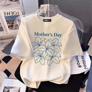 วันแม่แห่งชาติ【ใหม่】🔥 เสื้อแฟชั่น Oversize แขนสั้น โคตรนุ่ม ใส่สบาย พิมพ์ลาย #Love Mom4 COD