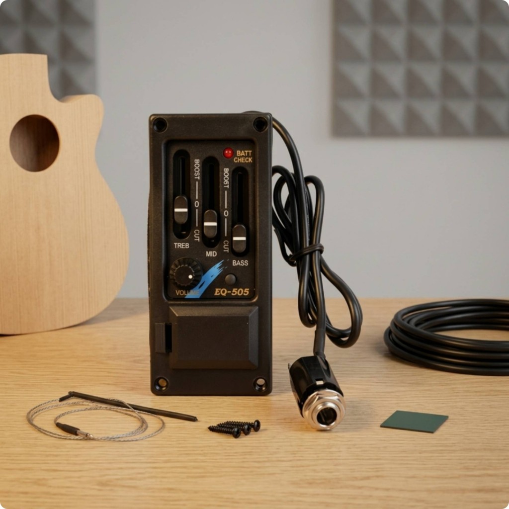 กีต้าร์โปร่ง Pickup Preamp System Active Acoustic Guitar Pickup พร้อม Preamp พร้อม EQ สี่เหลี่ยมผืนผ