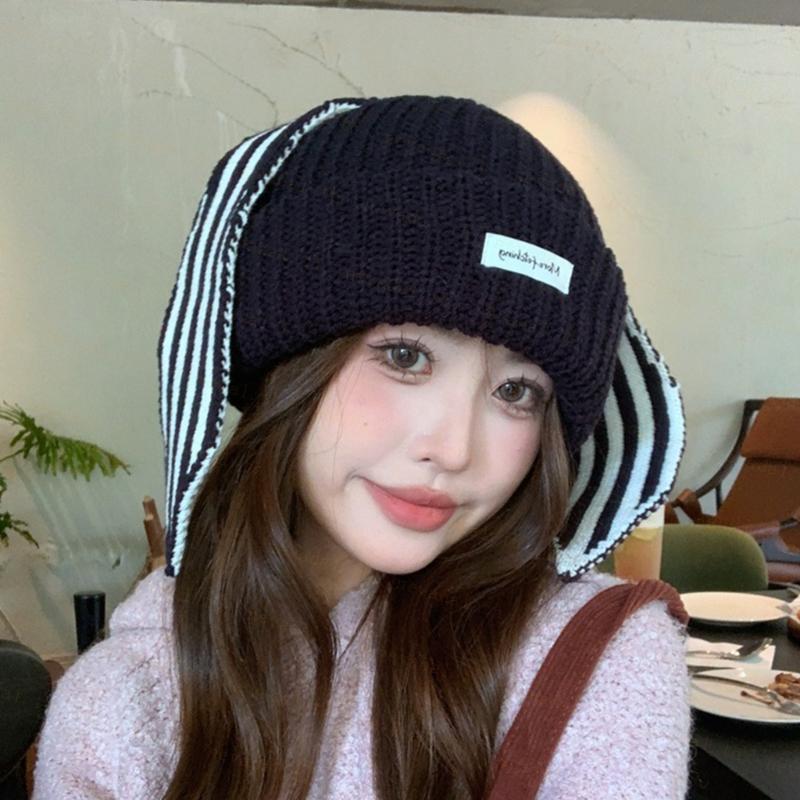 ʚɞ Ne ʚɞ หมวกถัก Beanies Pullover Warm Skull Caps Grunge Hat Party Club Accessories